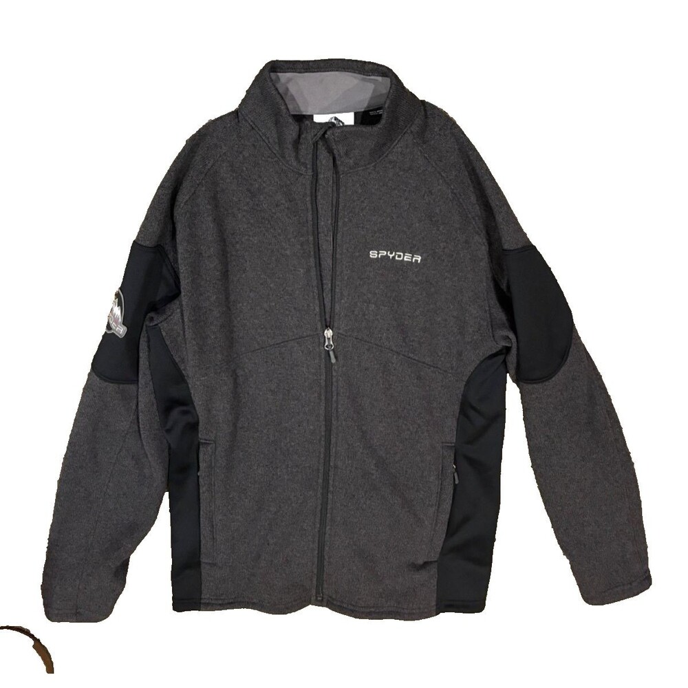 SPYDER Full Zip Knit Sweater Coat Jacket  Zip Pockets  sz M  Black Grey